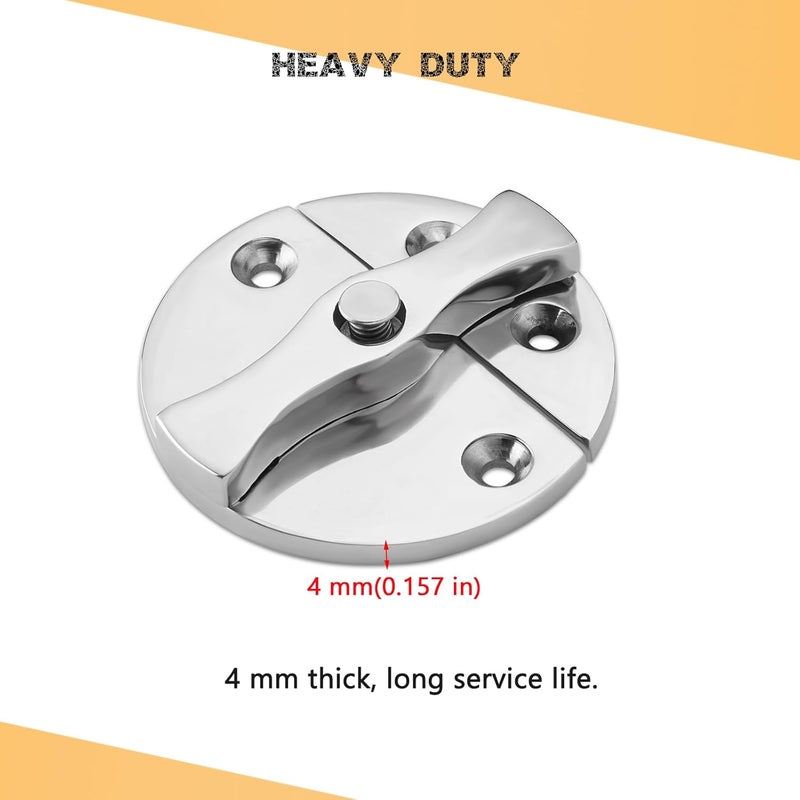 DIALESHU Heavy Duty Marine Boat Door Catch Latch 316 Stainless Steel, 1.69" (43 mm) Hatch Round Turn Button Twist Catch Latch with Screws(2-Pack) - Image 3
